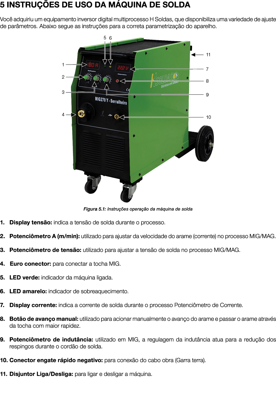 5 INSTRU ES DE USO DA M QUINA DE SOLDA Voc  adquiriu um equipamento inversor digital multiprocesso H Soldas, que dis...