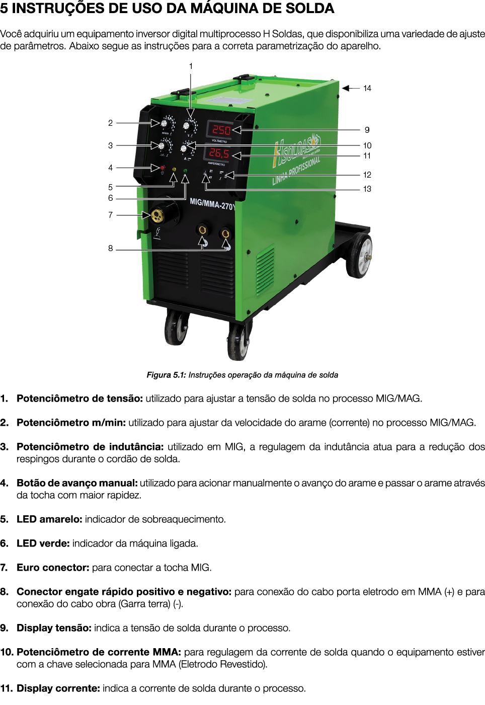 5 INSTRU ES DE USO DA M QUINA DE SOLDA Voc  adquiriu um equipamento inversor digital multiprocesso H Soldas, que dis...