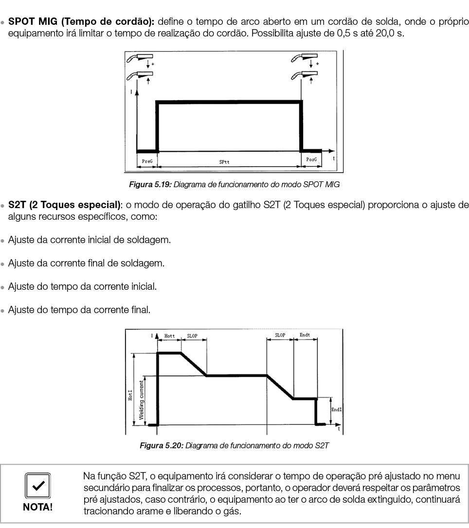  ● SPOT MIG (Tempo de cord o): define o tempo de arco aberto em um cord o de solda, onde o pr prio equipamento ir li...